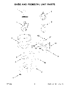 Base And Pedestal Unit Parts Diagram and Parts List for KSM182CADFL0  KitchenAid Mixer