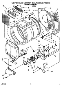 Upper And Lower Bulkhead Diagram and Parts List for CSP2761EW1  Whirlpool Dryer