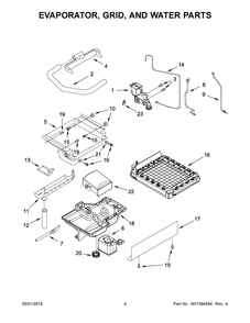 Evaporator, Grid, And Water Parts Diagram and Parts List for KUID508HPS00  Whirlpool Ice Maker