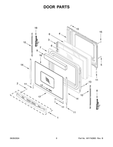 05 - Door Parts Diagram and Parts List for WFES5030RV0  Whirlpool Range