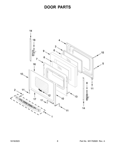 Door Parts Diagram and Parts List for WFE525S0JV4  Whirlpool Range