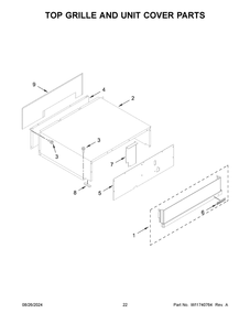 12 - Top Grille And Unit Cover Parts Diagram and Parts List for KBSD708MPS01  Whirlpool Refrigerator