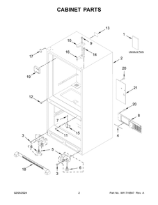 Cabinet Parts Diagram and Parts List for KRBL109ESS05  KitchenAid Refrigerator