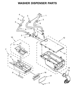 Washer Dispenser Parts Diagram and Parts List for CGT9100GQ0  Whirlpool Washer Dryer Combo