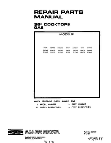 Cover Page-text Only Diagram and Parts List for C2757*0  Roper Cooktop