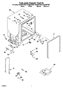 TUB AND FRAME PARTS Diagram and Parts List for GU2400XTPB0  Whirlpool Dishwasher