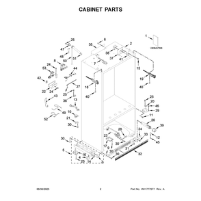 Cabinet Parts Diagram and Parts List for KBFN536SJP00  KitchenAid Refrigerator