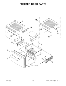 Freezer Door Parts Diagram and Parts List for KRMF536RPS00  KitchenAid Refrigerator