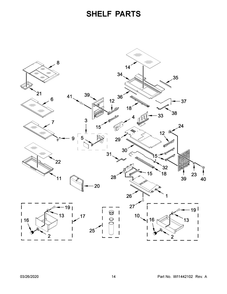 Shelf Parts Diagram and Parts List for KRFC704FPS04  Whirlpool Refrigerator
