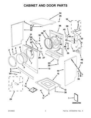 01 - CABINET AND DOOR PARTS Diagram and Parts List for YMED7500YW0  Whirlpool Dryer