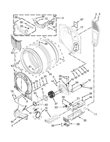 Bulkhead Parts Diagram and Parts List for WED71HEDW0  Whirlpool Dryer