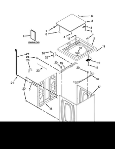Top And Cabinet Parts Diagram and Parts List for 1CWTW4740YQ1  Whirlpool Washer