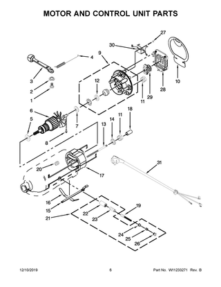 Motor And Control Unit Parts Diagram and Parts List for 5KSM165PSCBF0  Whirlpool Mixer