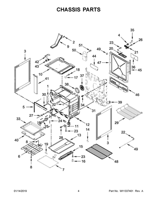 Chassis Parts Diagram and Parts List for YWEEA25H0HN1  Whirlpool Range