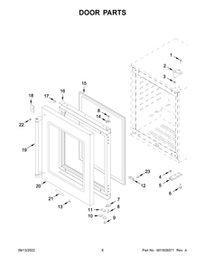 Door Parts Diagram and Parts List for KUWL204ESB02  KitchenAid Wine and Beverage Cooler