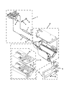 Dispenser Parts Diagram and Parts List for 7MWFW86HEBC0  Whirlpool Washer