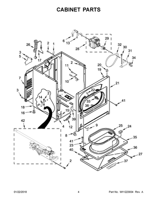 Cabinet Parts Diagram and Parts List for WGD4850HW0  Whirlpool Dryer