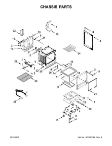 Chassis Parts Diagram and Parts List for KFGG500EBS2  KitchenAid Range