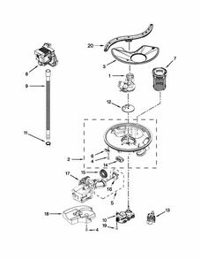 Pump And Motor Parts Diagram and Parts List for 66513259K114  Kenmore Dishwasher