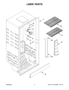 Liner Parts Diagram and Parts List for WZF56R16DW10  Whirlpool Freezer