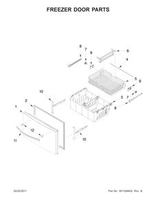 Freezer Door Parts Diagram and Parts List for WRX735SDBM03  Whirlpool Refrigerator