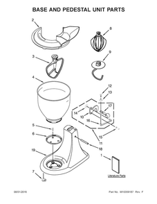 Base And Pedestal Unit Parts Diagram and Parts List for KSM85PBCE0  KitchenAid Mixer