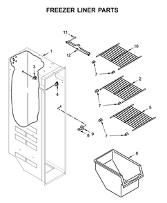 Freezer Liner Parts Diagram and Parts List for WRS315SDHM04  Whirlpool Refrigerator
