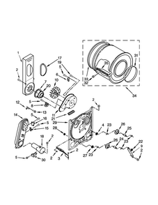 Bulkhead Parts Diagram and Parts List for WGD4890BQ0  Whirlpool Dryer
