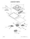 COOKTOP PARTS Diagram and Parts List for WCE52424AB0  Whirlpool Cooktop