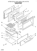 OVEN DOOR AND BROILER Diagram and Parts List for SF330PEWQ1  Whirlpool Range