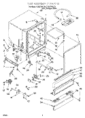 TUB ASSEMBLY Diagram and Parts List for RUD5750DB3  Roper Dishwasher