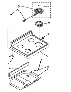 Cooktop Diagram and Parts List for RF302BXDQO  Whirlpool Range