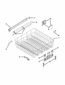 Upper Rack And Track Parts Diagram and Parts List for 66513283K116  Kenmore Dishwasher