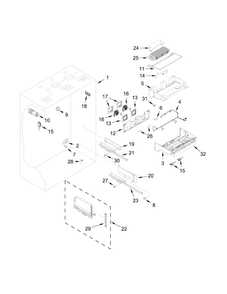 Refrigerator Liner Parts Diagram and Parts List for KBFN406ESS00  KitchenAid Refrigerator