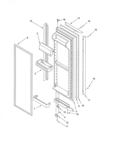 Refrigerator Door Diagram and Parts List for ED5THAXMS10  Whirlpool Refrigerator