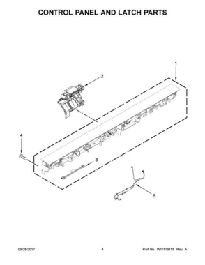 03 - Control Panel And Latch Parts Diagram and Parts List for KDTM804EBS2  KitchenAid Dishwasher