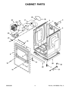 Cabinet Parts Diagram and Parts List for YWED7120HC1  Whirlpool Dryer