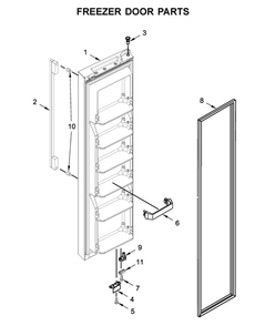 Freezer Door Parts Diagram and Parts List for WRSA15SNHN01  Whirlpool Refrigerator