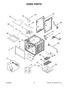 Oven Parts Diagram and Parts List for KFGC506JMH02  Whirlpool Range