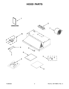 Hood Parts Diagram and Parts List for UXT5530AAS4  Whirlpool Range Hood