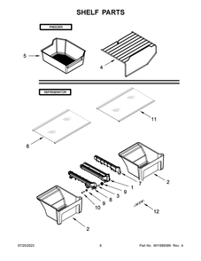 Shelf Parts Diagram and Parts List for WRT348FMES05  Whirlpool Refrigerator