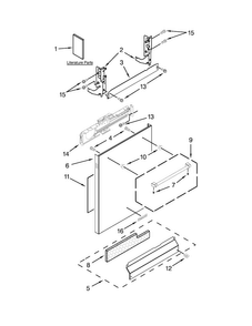 Door Panel Parts Diagram and Parts List for KUDE48FXSP6  KitchenAid Dishwasher