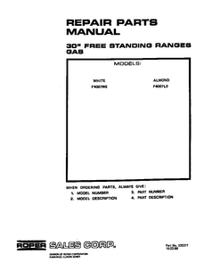 Front Cover Diagram and Parts List for F4007W0  Roper Range