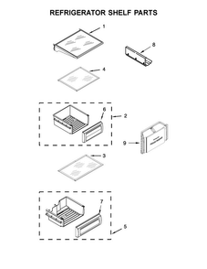 Refrigerator Shelf Parts Diagram and Parts List for KBSD612ESS01  KitchenAid Refrigerator