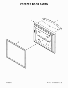 Freezer Door Parts Diagram and Parts List for KFCS22EVMS8  KitchenAid Refrigerator