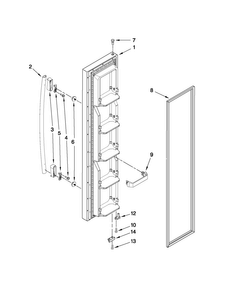 Freezer Door Parts Diagram and Parts List for 10641263804  Kenmore Refrigerator
