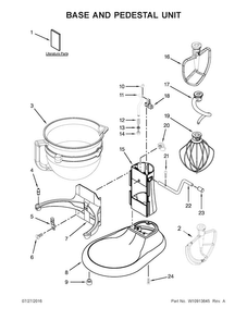 Base And Pedestal Unit Diagram and Parts List for KF26M1QTF5  KitchenAid Mixer