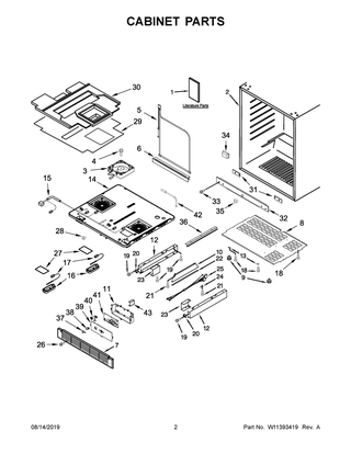 Cabinet Parts Diagram and Parts List for KUWL304EBS01  Whirlpool Wine and Beverage Cooler