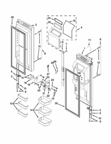 Refrigerator Door Parts Diagram and Parts List for IX7DDEXDSM00  Whirlpool Refrigerator