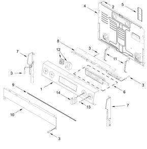 Control Panel Parts Diagram and Parts List for MFES7030SZ0  Whirlpool Range